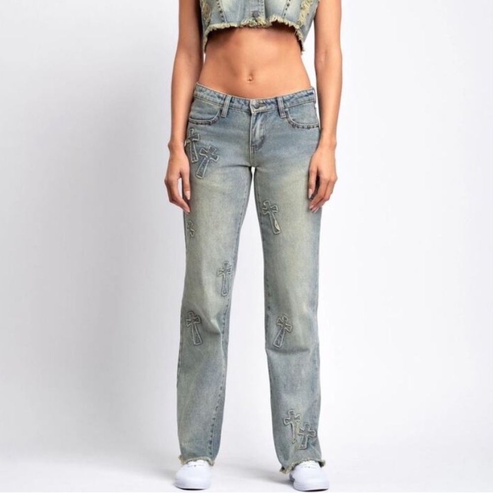 Austin Landing‎ Viral Cross Patch Jeans size 7x33